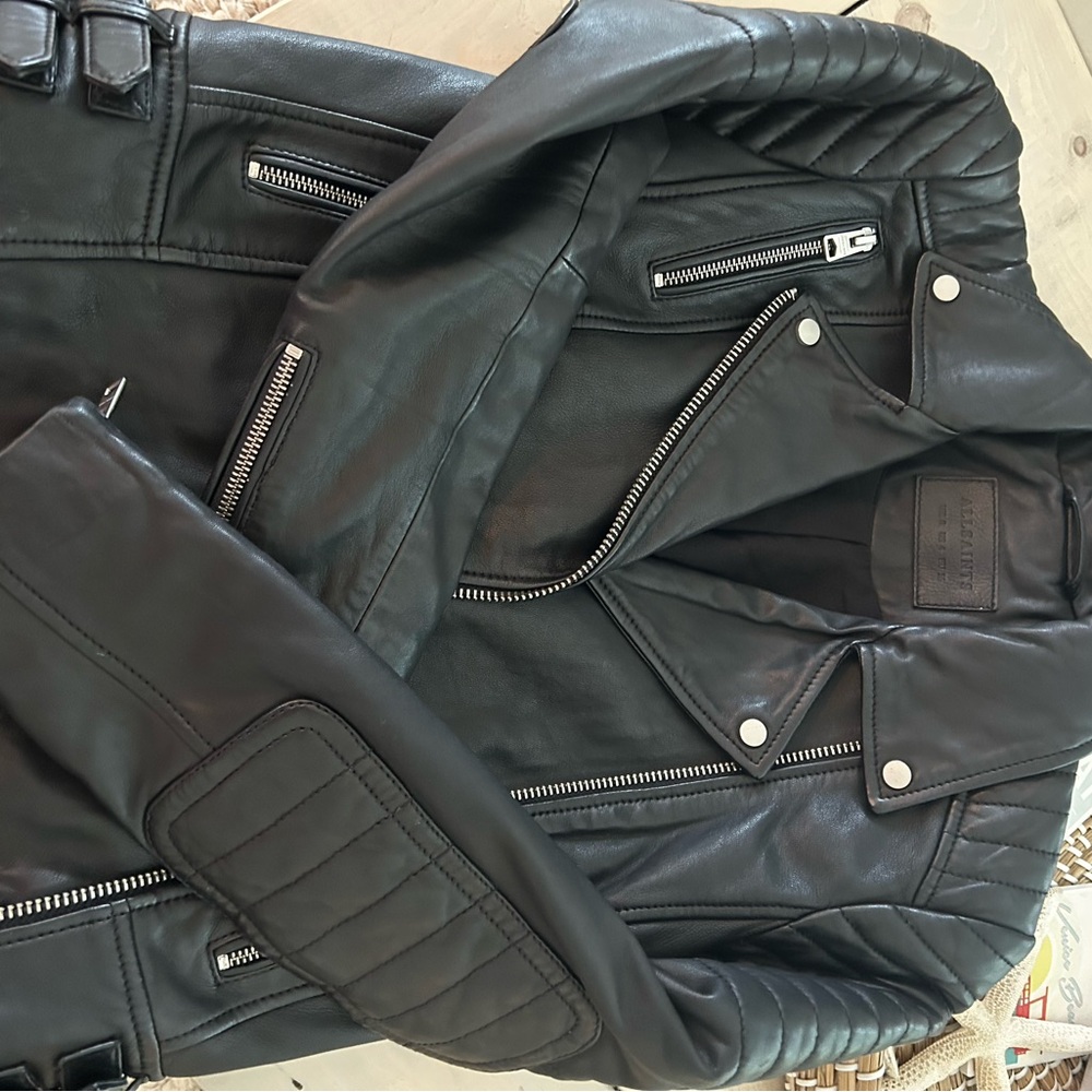 All Saints  Black Leather bomber jacket